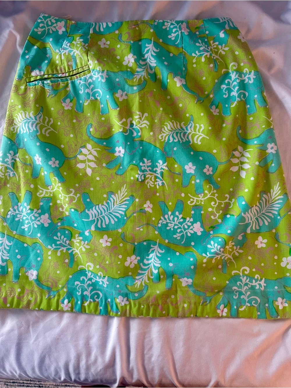 1970s The Lilly Pulitzer Vintage Skirt blue and green elephants size 12
